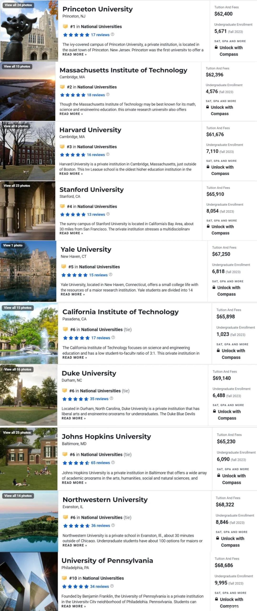 2025 U.S. News 美国大学排名正式发布!